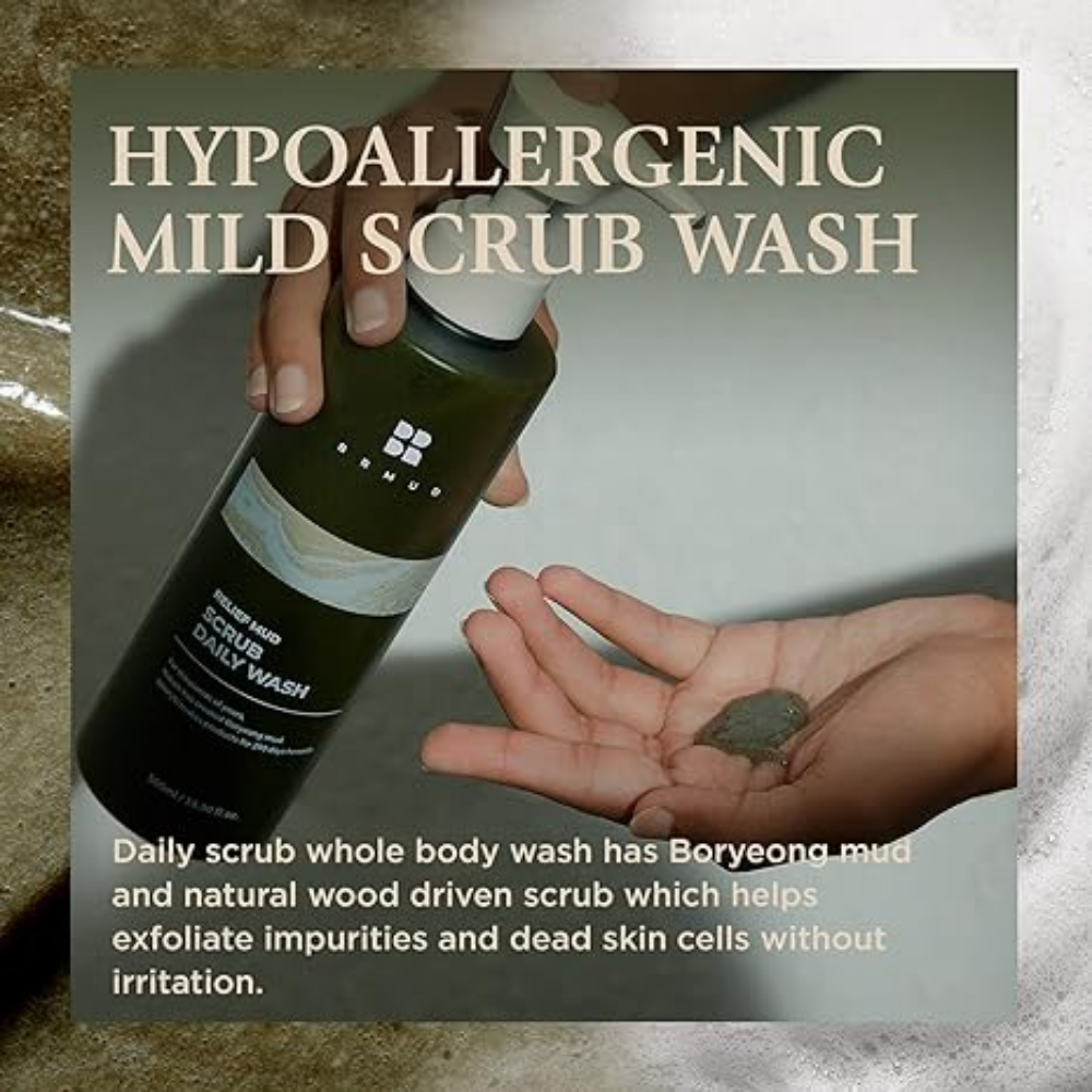 BRMUD Relief Mud Scrub Daily Wash 500ml  a combination of rejuvenating and refreshing 